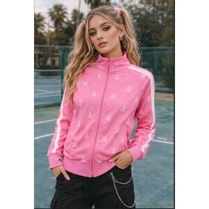 Jeffree Star Pink Star Stripe Track Jacket Full Zip Y2K Small
